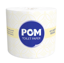 Load image into Gallery viewer, POM™ Embossed 2-Ply Toilet Paper, White, 45 Rolls, 473 Sheets/Roll
