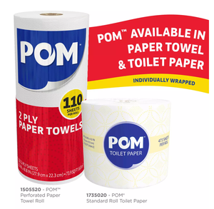 POM™ Embossed 2-Ply Toilet Paper, White, 45 Rolls, 473 Sheets/Roll
