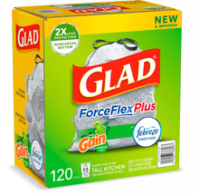Load image into Gallery viewer, Glad ForceFlexPlus 13-Gallon Tall Kitchen Drawstring Trash Bags (120 ct.)

